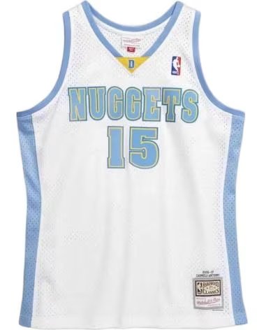 MITCHELL  NESS CAMISA MITCHELL & NESS DENVER NUGGETS CARMELO ANTHONY 15 BRANCA NBA BLANCO