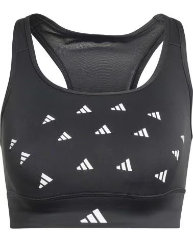 ADIDAS SUTIÃ ESPORTIVO ADIDAS ESTAMPA COMPLETA FEMININO, PRETO NEGRO