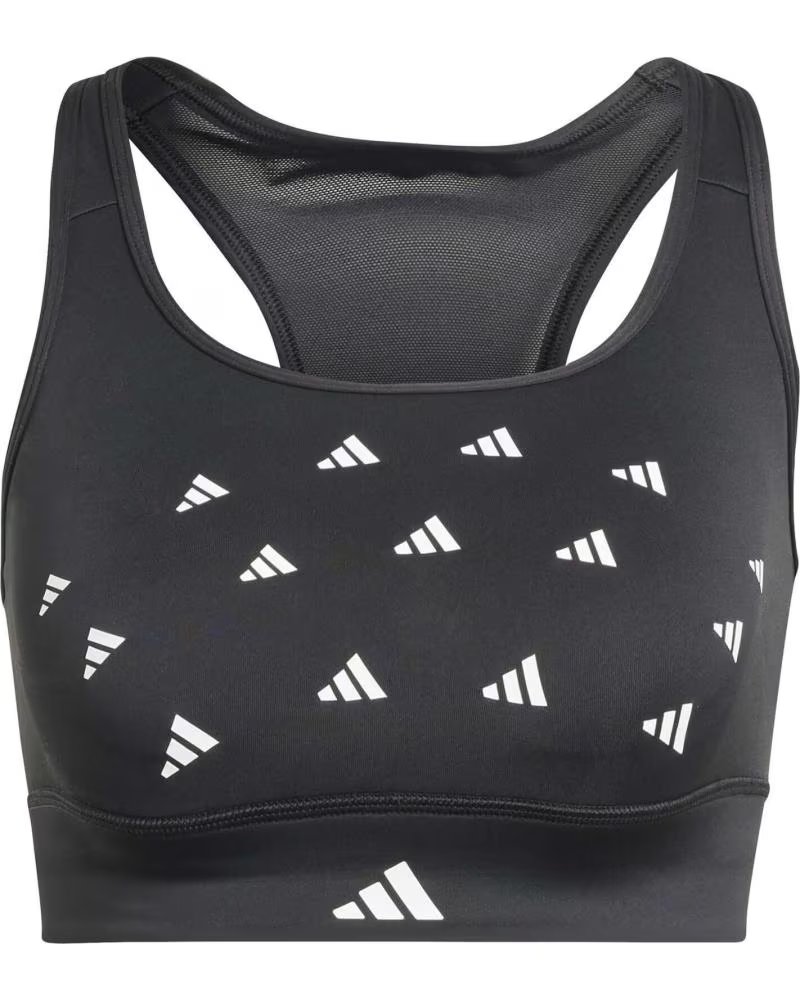 ADIDAS SUTIÃ ESPORTIVO ADIDAS ESTAMPA COMPLETA FEMININO, PRETO NEGRO