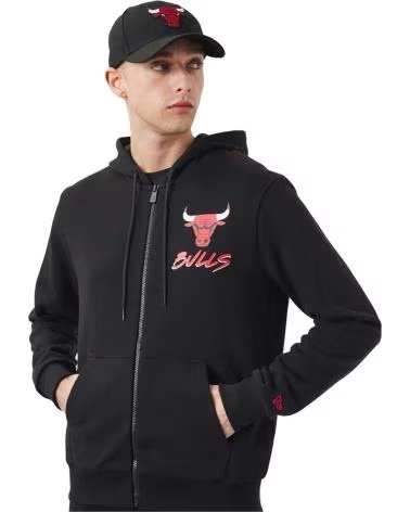 NEW ERA GIACCA CON ZIP CHICAGO BULLS - NERO NEGRO
