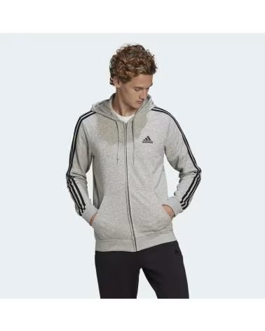 ADIDAS GIACCA CON ZIP ADIDAS ESSENTIALS 3-STRIPES DA UOMO GRIS