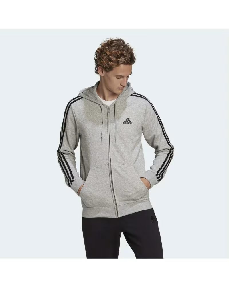 ADIDAS GIACCA CON ZIP ADIDAS ESSENTIALS 3-STRIPES DA UOMO GRIS