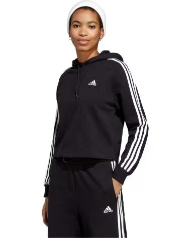 ADIDAS MOLETOM ADIDAS FEMININO COM CAPUZ 3 LISTRAS NEGRO