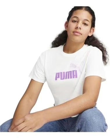 PUMA CAMISETA PUMA ESSENTIALS LOGO MANGA CURTA PARA MENINAS BLANCO