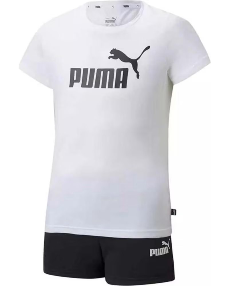 PUMA COMPLETO SPORTIVO PUMA ESSENTIALS BAMBINA BIANCO E NERO MULTICOLOR