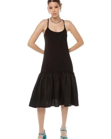 LIU JO VESTIDO NEGRO DE TIRANTES CON VOLANTES LIU JO PARA MUJER NEGRO