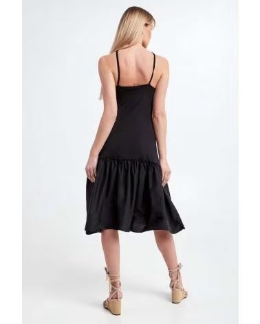 LIU JO VESTIDO NEGRO DE TIRANTES CON VOLANTES LIU JO PARA MUJER NEGRO