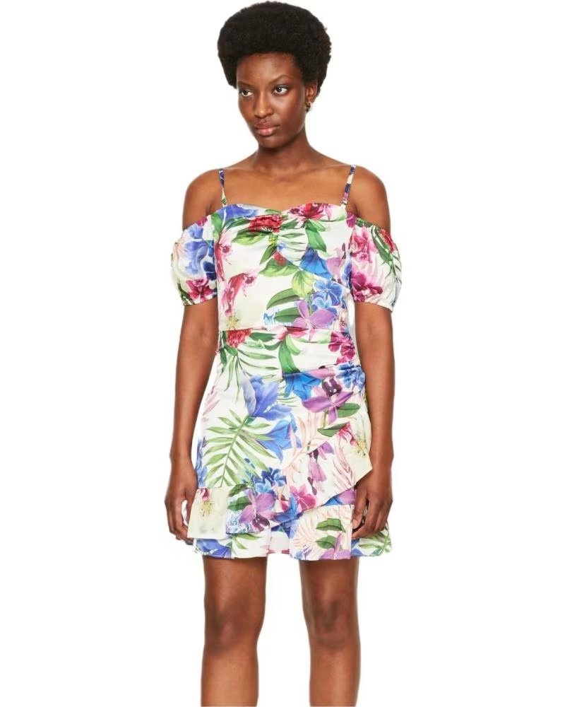GUESS VESTIDO GUESS DE HOMBROS DESCUBIERTOS CON ESTAMPADO FLORAL MULTICOLOR MULTICOLOR