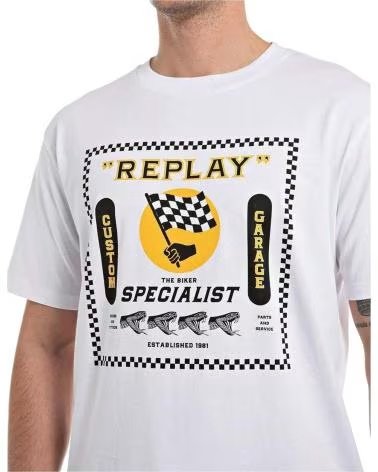 REPLAY CAMISETA REPLAY DE MANGA CORTA CON ESTAMPADO GRÁFICO PARA HOMBRE BLANCO