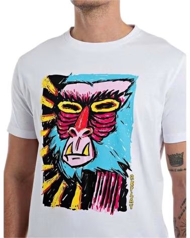 REPLAY REPLAY T-SHIRT MIT KURZEN ÄRMELN UND AFFENPRINT FÜR HERREN BLANCO