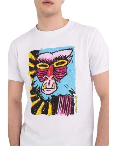 REPLAY REPLAY T-SHIRT MIT KURZEN ÄRMELN UND AFFENPRINT FÜR HERREN BLANCO