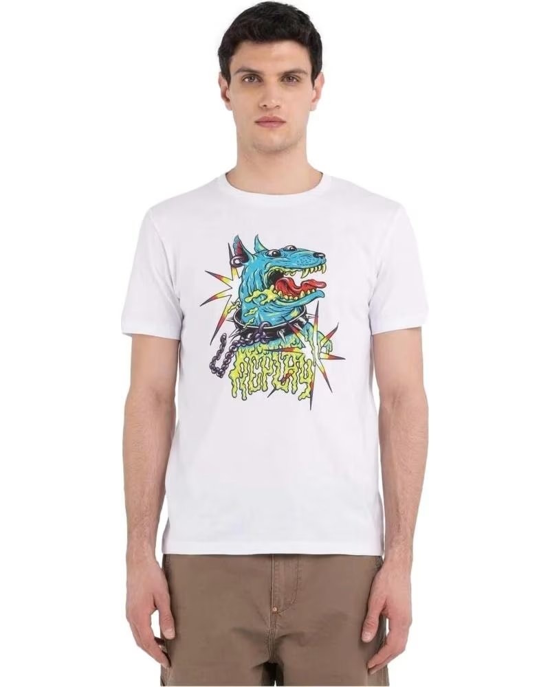 REPLAY REPLAY HERREN T-SHIRT MIT KURZEN ÄRMELN UND DINOSAURIER-AUFDRUCK BLANCO