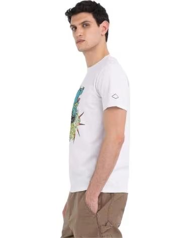 REPLAY REPLAY HERREN T-SHIRT MIT KURZEN ÄRMELN UND DINOSAURIER-AUFDRUCK BLANCO