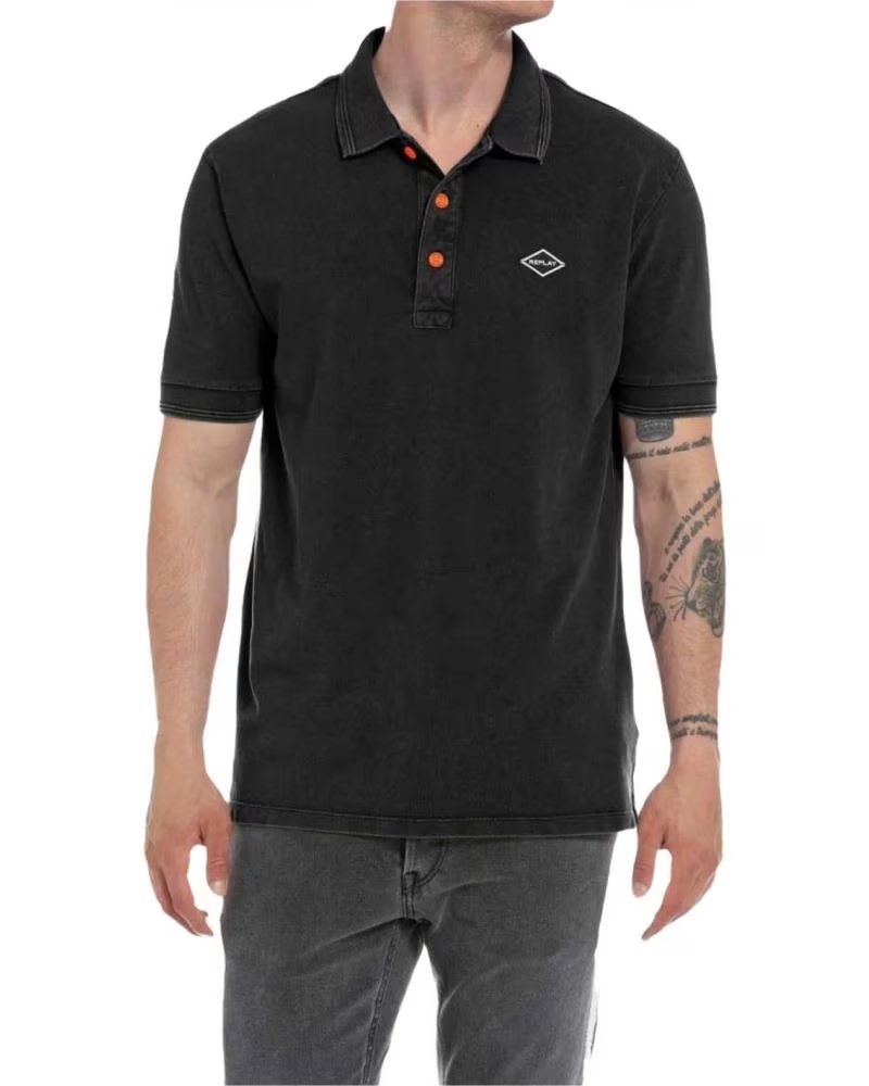 REPLAY POLO DE MANGA CORTA DE HOMBRE REPLAY NEGRO NEGRO