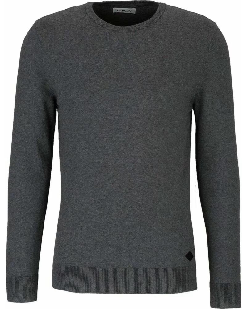 REPLAY MAGLIONE IN MAGLIA FINE REPLAY DA UOMO GRIS
