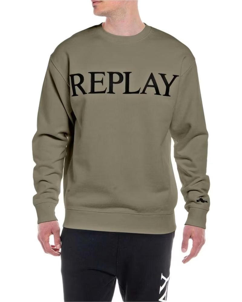 REPLAY REPLAY SWEATSHIRT MIT LOGO FÜR HERREN GRÜN VERDE