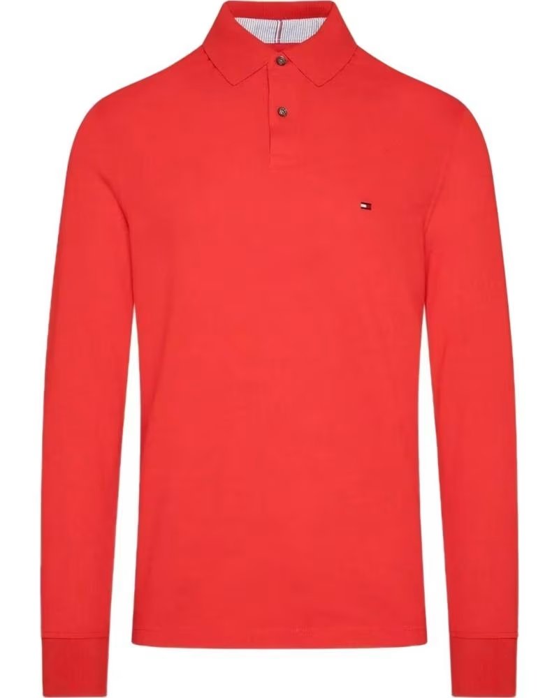 TOMMY HILFIGER POLO TOMMY HILFIGER À MANCHES LONGUES POUR HOMME EN ROUGE ROJO