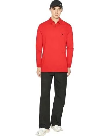 TOMMY HILFIGER POLO TOMMY HILFIGER À MANCHES LONGUES POUR HOMME EN ROUGE ROJO