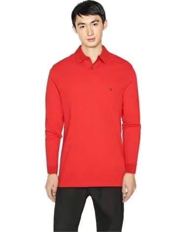 TOMMY HILFIGER POLO TOMMY HILFIGER À MANCHES LONGUES POUR HOMME EN ROUGE ROJO