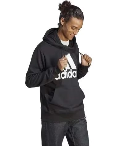 ADIDAS MOLETOM COM CAPUZ ADIDAS ESSENTIALS LOGO PRETO MASCULINO NEGRO