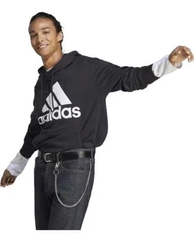 ADIDAS MOLETOM COM CAPUZ ADIDAS ESSENTIALS LOGO PRETO MASCULINO NEGRO