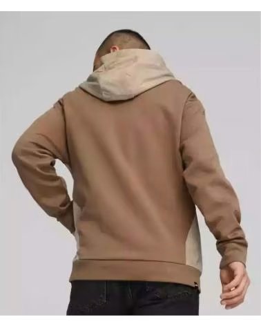 PUMA FELPA CON CAPPUCCIO PUMA UOMO MEZZA ZIP MARRONE MARRON