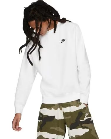 NIKE SUDADERA SPORTSWEAR CLUB FLEECE BV2662 BLANCO