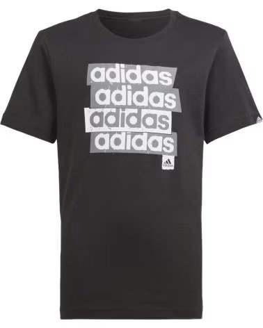 ADIDAS CAMISETA ADIDAS DE MANGA CURTA COM LOGO REPETIDO PARA CRIANÇAS UNISSEX NEGRO