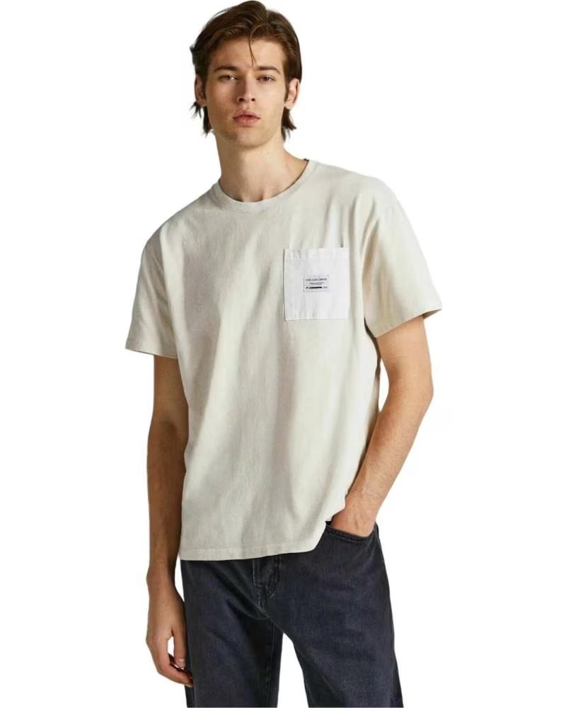 PEPE JEANS CAMISETA PEPE JEANS MASCULINA DE MANGA CURTA COM BOLSO BLANCO