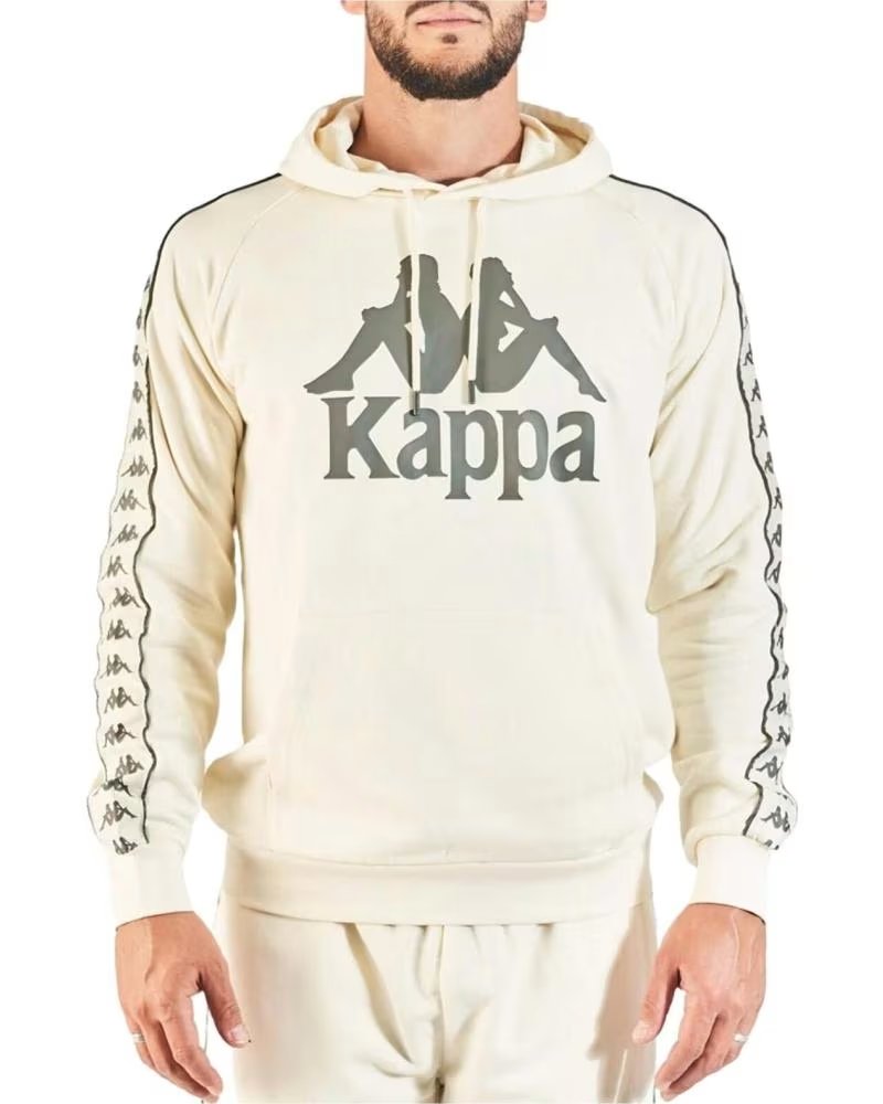 KAPPA SWEAT À CAPUCHE KAPPA AVEC LOGO ET BANDE LATÉRALE POUR HOMME BEIGE