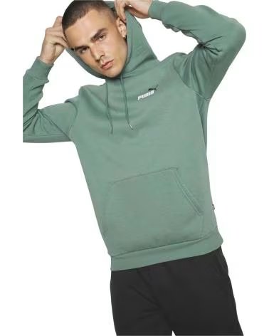 PUMA FELPA CON CAPPUCCIO PUMA ESSENTIALS LOGO DA UOMO VERDE