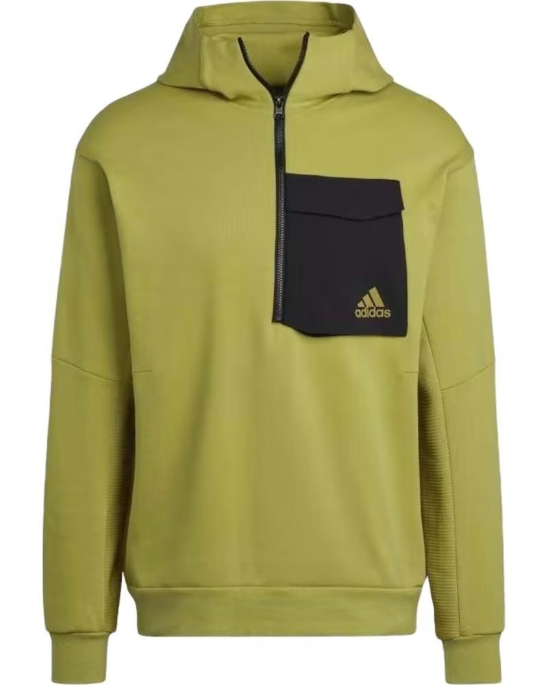 ADIDAS FELPA CON CAPPUCCIO ADIDAS ESSENTIALS HALF-ZIP DA UOMO VERDE