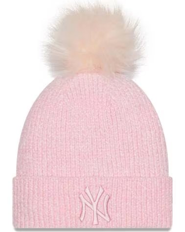 NEW ERA NEW ERA PINK KNIT BEANIE WITH POM AND EMBROIDERED LOGO ROSA