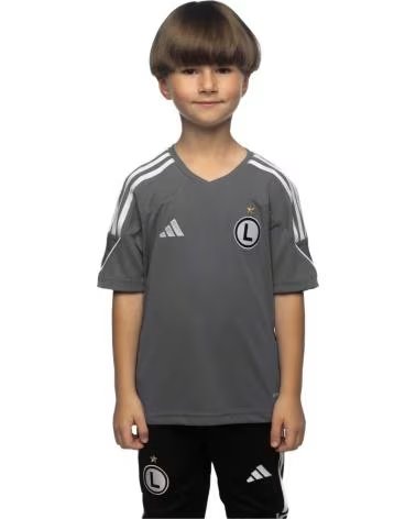 ADIDAS SHORT SLEEVE T-SHIRT WITH STRIPES GRIS