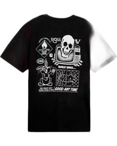VANS OFF THE WALL CAMISETA MANGA CORTA GRÁFICO CALAVERA NEGRO