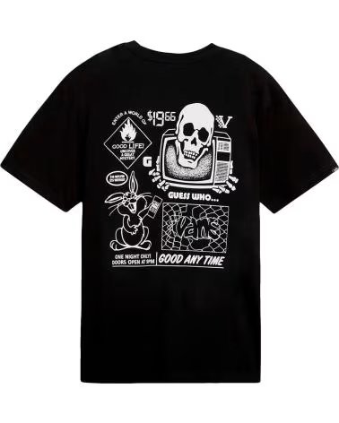 VANS OFF THE WALL CAMISETA MANGA CORTA GRÁFICO CALAVERA NEGRO
