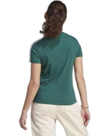 ADIDAS ADIDAS ESSENTIALS 3-STRIPES SHORT SLEEVE T-SHIRT WOMEN GREEN VERDE