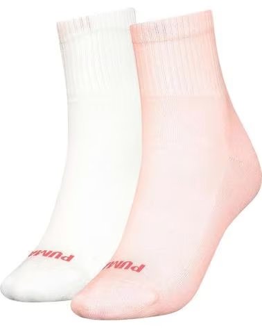 PUMA LOT DE 2 CHAUSSETTES PUMA DE CHEVILLE ROSES ET BLANCHES ROSA