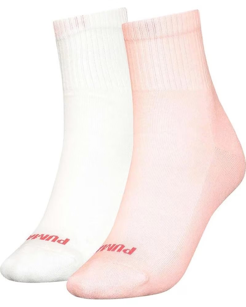 PUMA LOT DE 2 CHAUSSETTES PUMA DE CHEVILLE ROSES ET BLANCHES ROSA