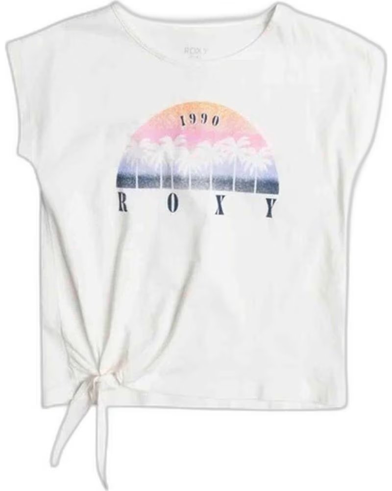 ROXY T-SHIRT A MANICHE CORTE ROXY DA DONNA CON NODO FRONTALE BLANCO