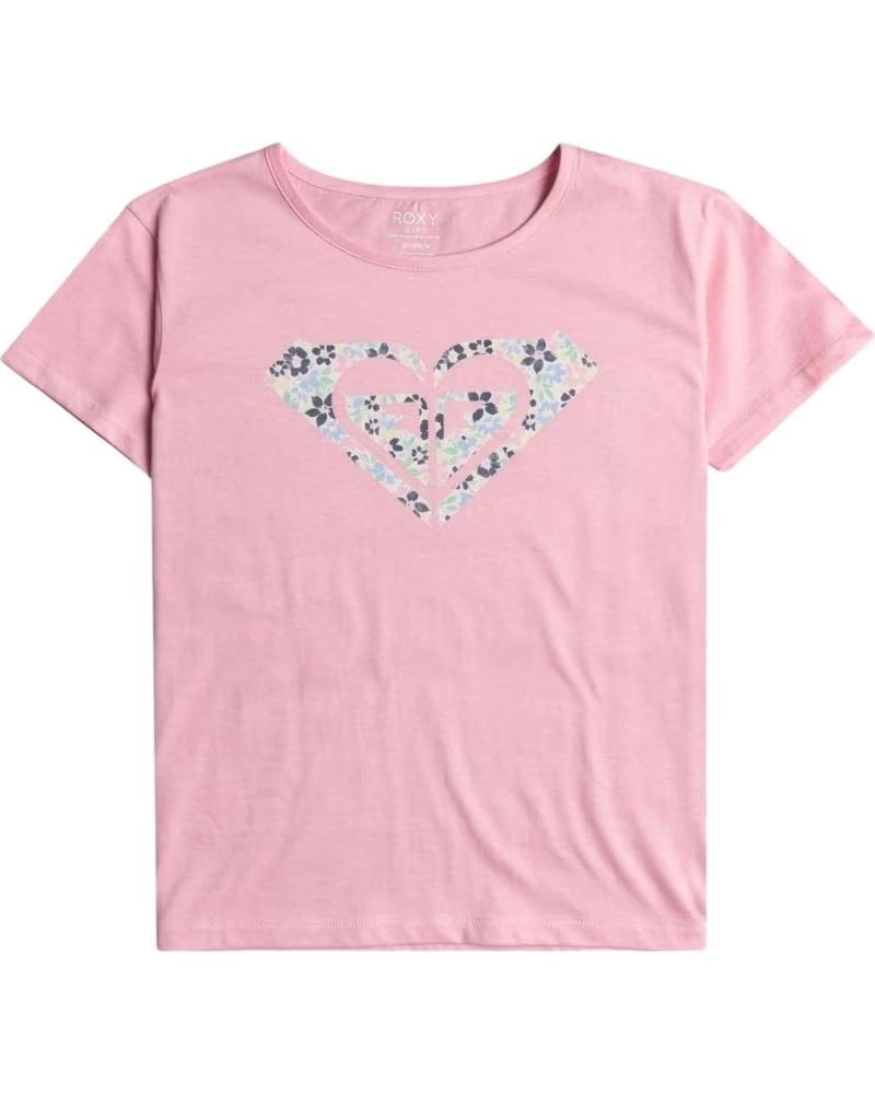 ROXY CAMISETA ROXY DE MANGA CORTA PARA MUJER CON ESTAMPADO DE CORAZÓN ROSA