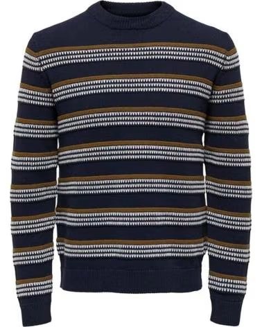 ONLY MAGLIONE A RIGHE DA UOMO ONLY SONS AZUL
