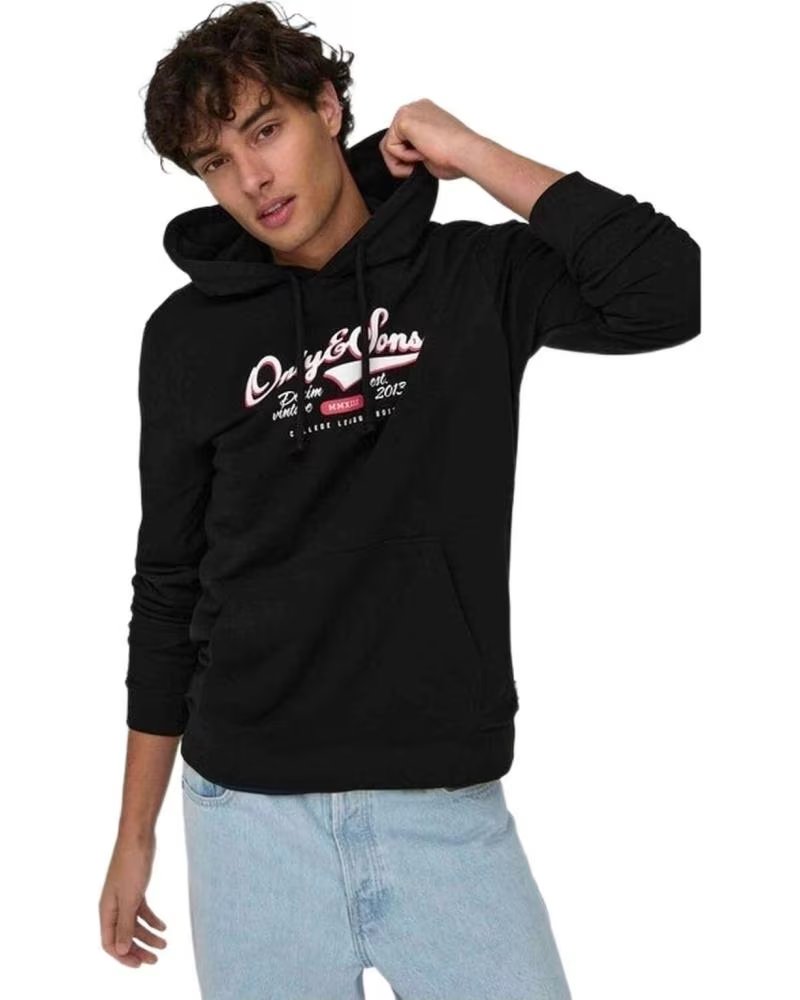ONLY FELPA CON CAPPUCCIO NERA ONLY SONS DA UOMO NEGRO