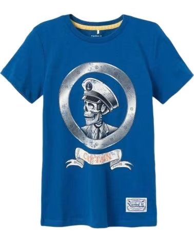 NAME IT CAMISETA "CAPTAIN" DE MANGA CORTA UNISEX PARA NIÑO AZUL