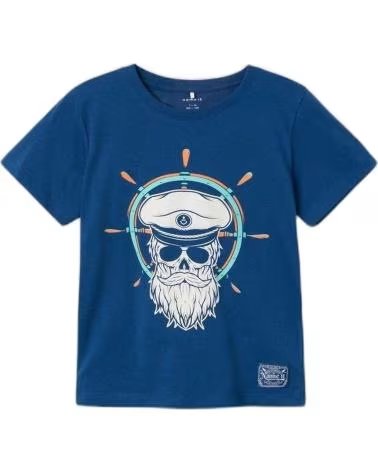 NAME IT UNISEX-T-SHIRT MIT KURZEN ÄRMELN UND MATROSENSCHÄDEL-AUFDRUCK AZUL