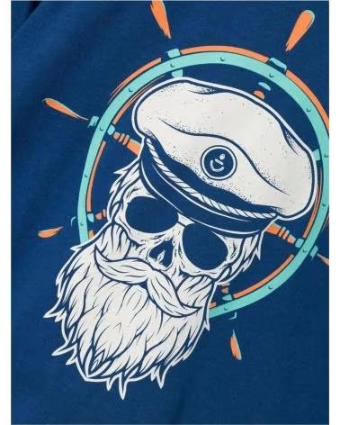 NAME IT UNISEX-T-SHIRT MIT KURZEN ÄRMELN UND MATROSENSCHÄDEL-AUFDRUCK AZUL