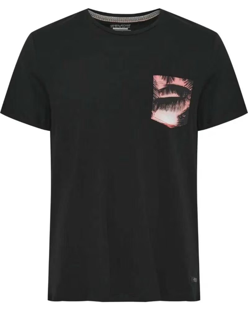 BLEND CAMISETA DE MANGA CORTA CON BOLSILLO ESTAMPADO 876296 NEGRO