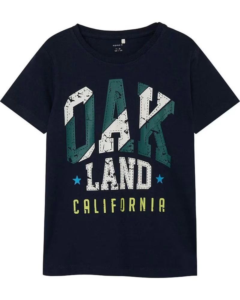 NAME IT T-SHIRT KURZARM OAK LAND CALIFORNIA BLAU AZUL