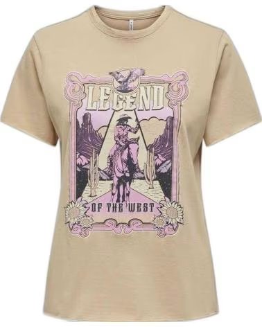 ONLY CAMISETA DE MANGA CORTA ONLY CON ESTAMPADO GRÁFICO PARA MUJER BEIGE