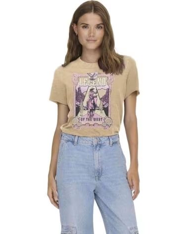 ONLY CAMISETA DE MANGA CORTA ONLY CON ESTAMPADO GRÁFICO PARA MUJER BEIGE